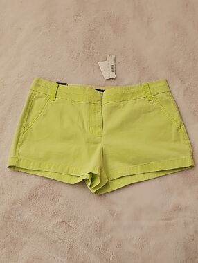 New JCrew Chino 3" Cotton Shorts In Neon Lime Size 10